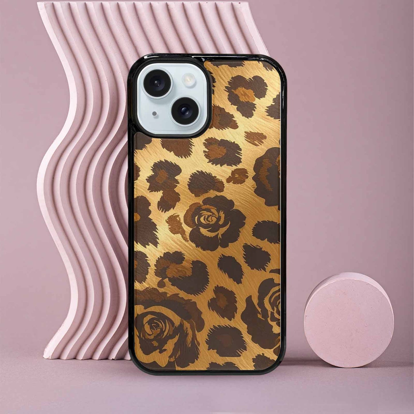 iPhone 15 Case — Classic Leopard Print Warm Golden Tan, Original Design Phone Case