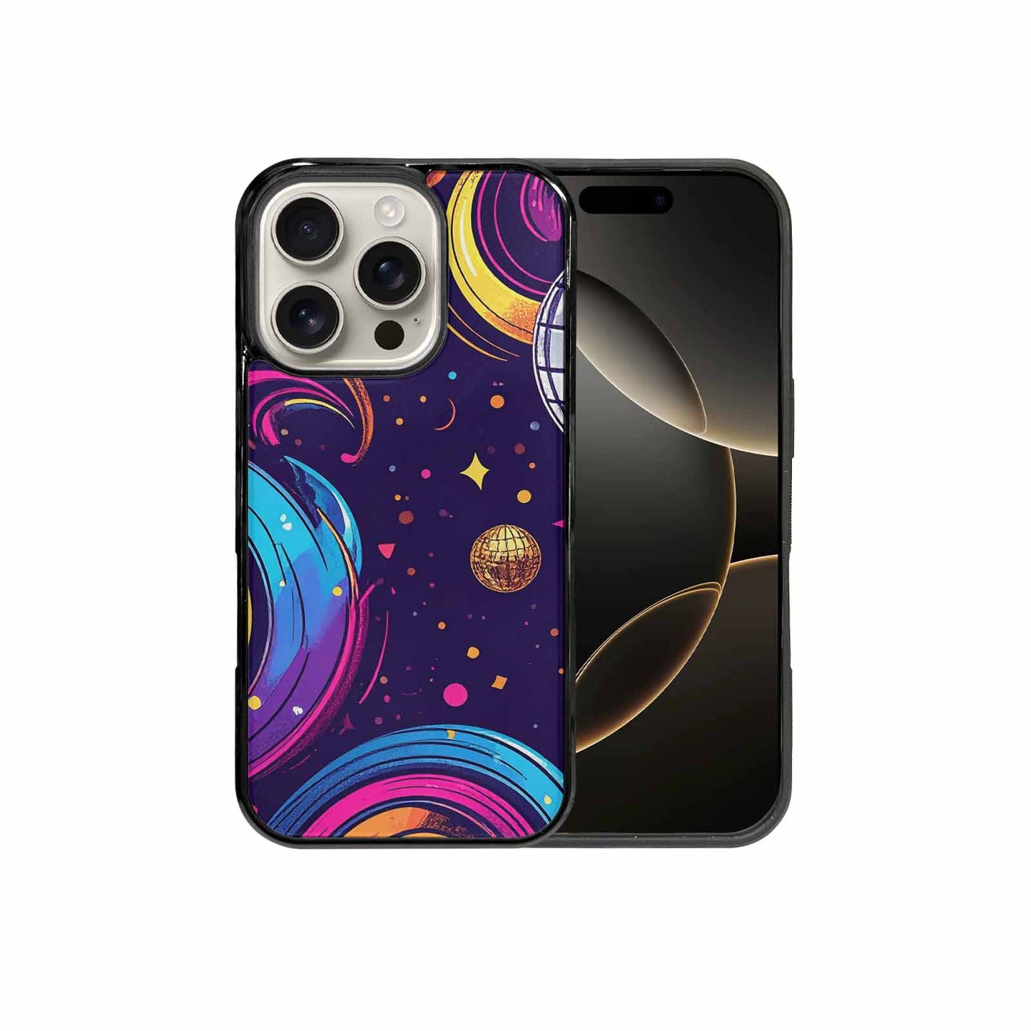 iPhone 16 Pro Case — 1970s Disco Cartoon Art Pattern, Unique Phone Case Design