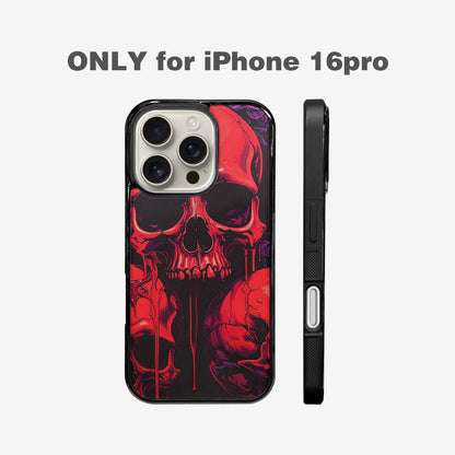 iPhone 16 Pro Case — Red Purple Skeletons Neon Drip Melting, Custom Designed Case Cover