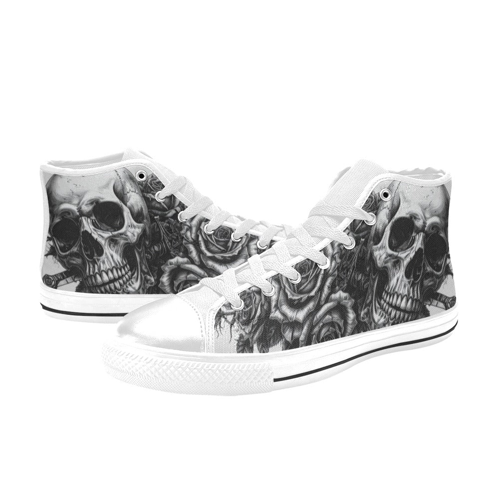 Dark Biker Skull Men's Gothic Art High Top Canvas Shoes | Freaky Shoes®