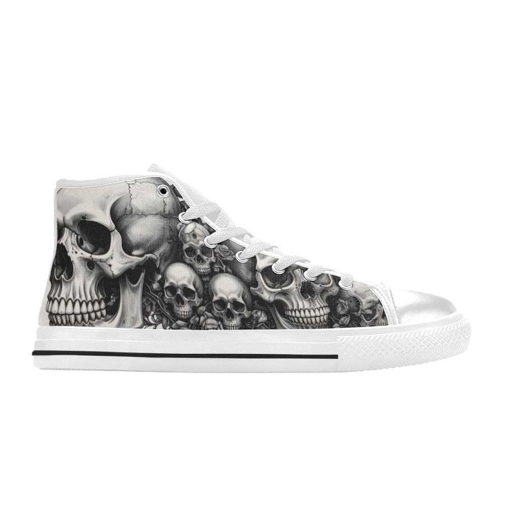 Dark Skull Butterfly Men's Gothic Art High Top Canvas Shoes | Freaky Shoes®