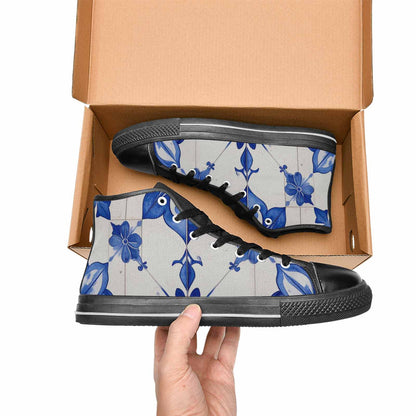 MEN'S Talavera Tile Floral High Top Canvas Vibrant Chaos Custom Shoes