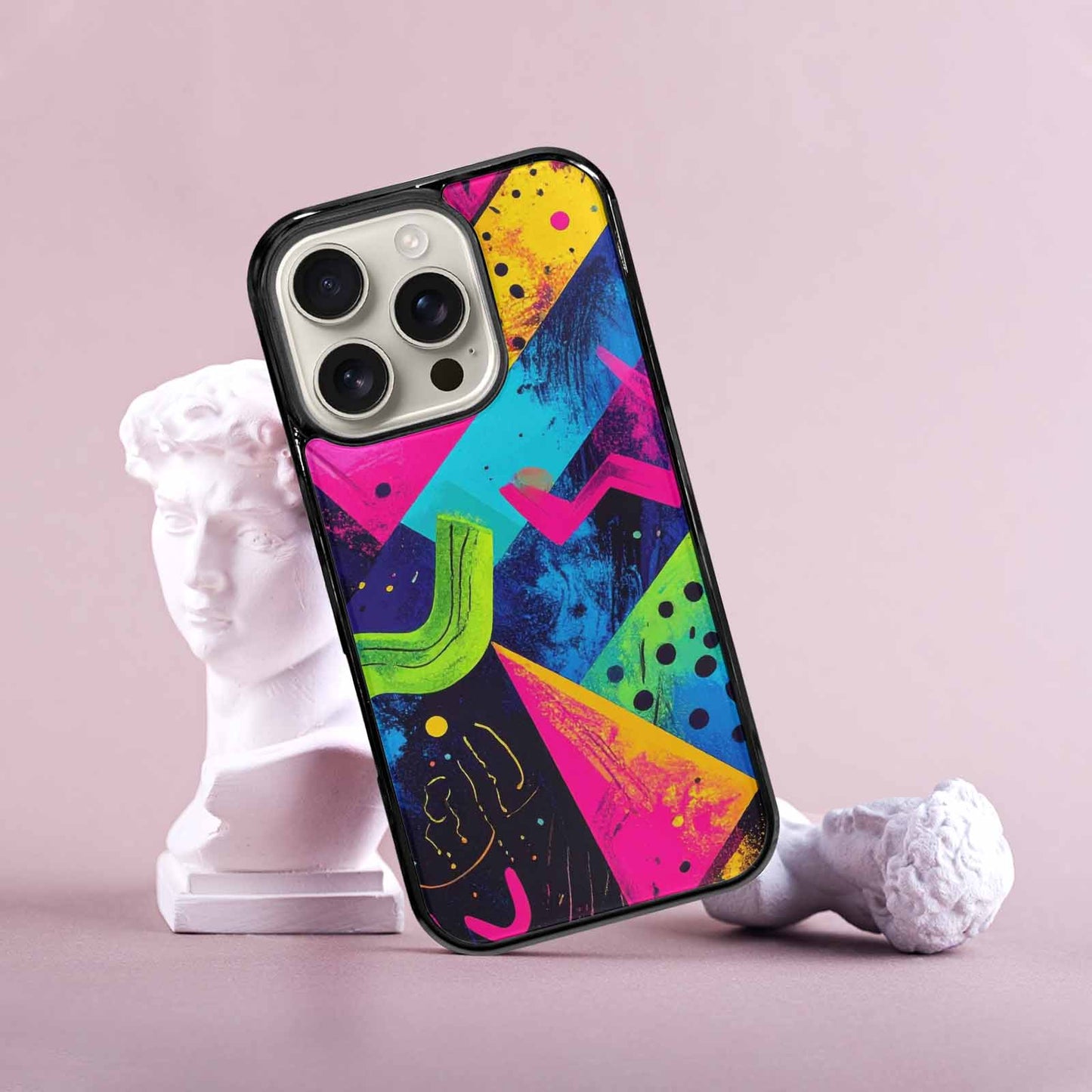 iPhone 16 Pro Case — Memphis Squiggles Triangles Dots Personalized Phone, Unique Phone Case Design