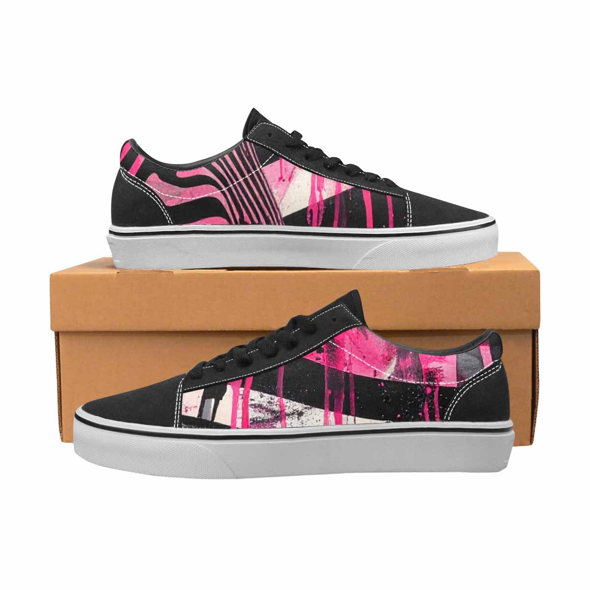 WOMEN'S Zebra Stripe Burst Lace-Up Canvas Dark Academia Custom Sneakers