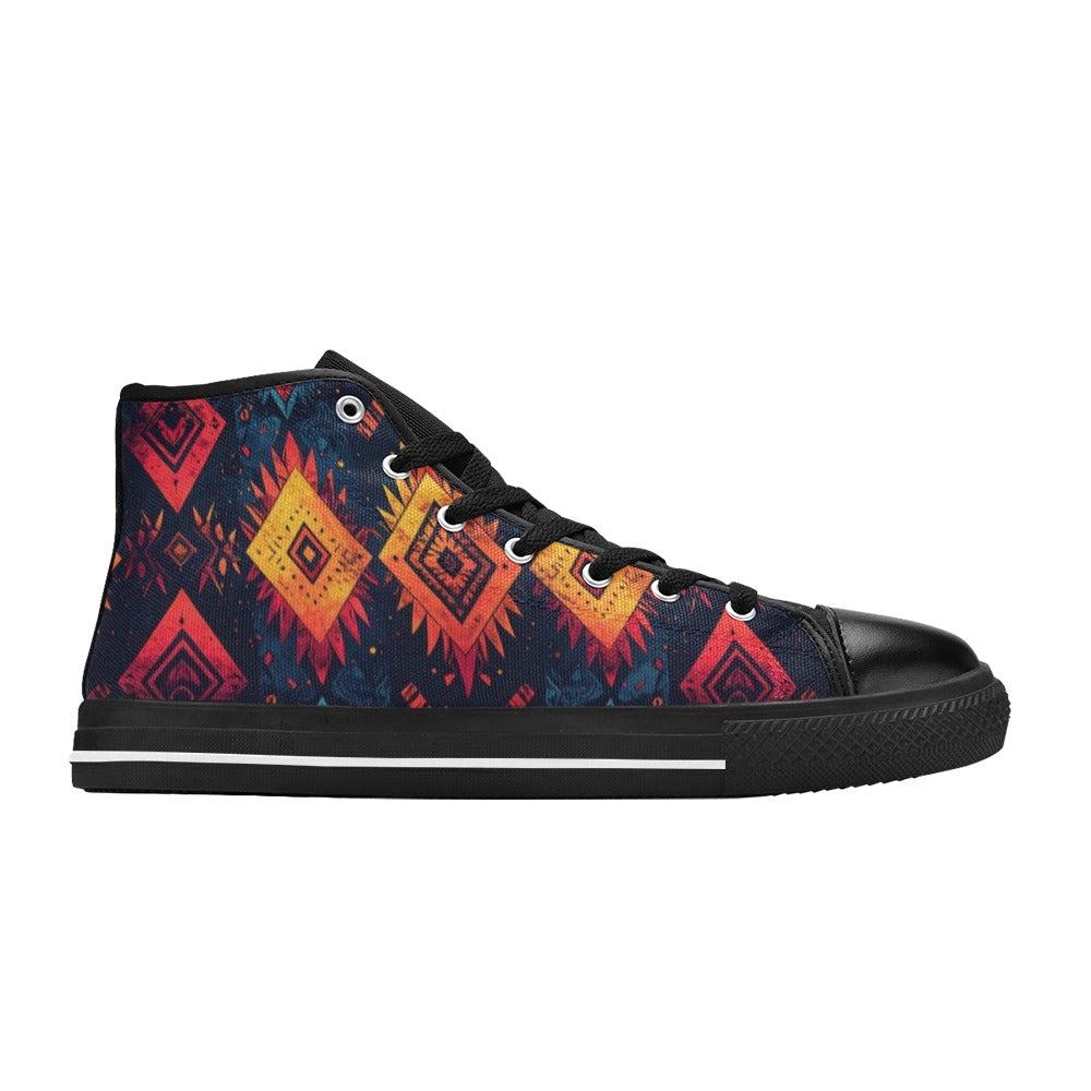Wild Tribal Ripple 2 Men’s Classic High Top Canvas Shoes
