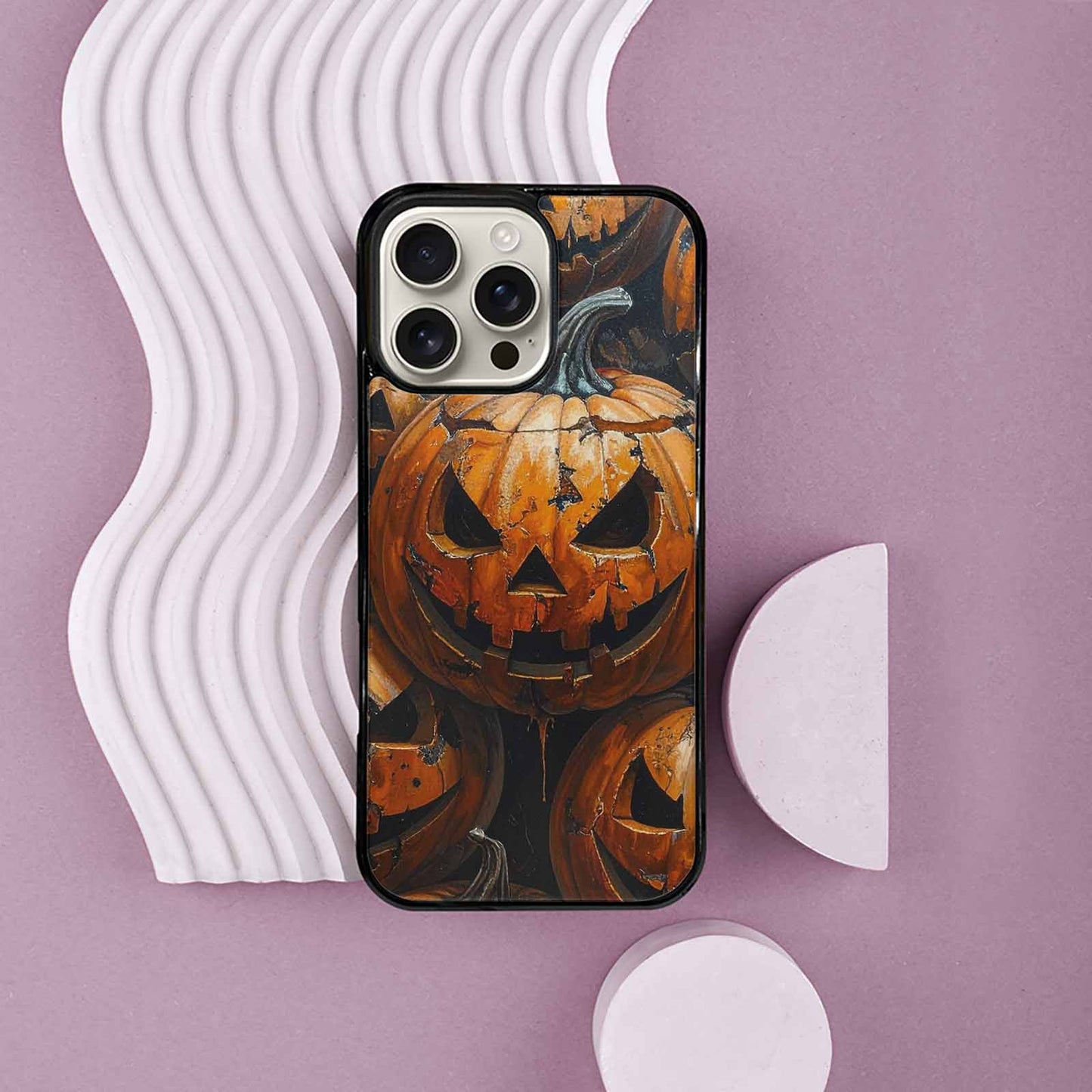 iPhone 16 Pro Max Case — Halloween Cracked Jackolantern, Custom Art Phone Cover
