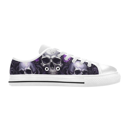WOMEN'S Skull Butterfly Purple Iridescent Low Top Canvas Dreamcore Custom Shoes