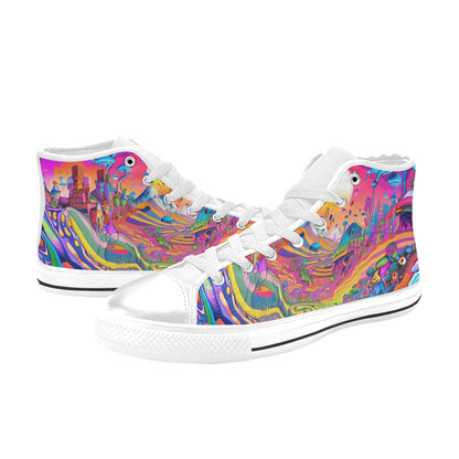 MEN'S Trippy World Art 3 High Top Canvas Dark Academia Sneakers