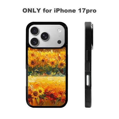 iPhone 17 Pro Case — Impressionist Sunflower Brushstroke Pattern Hundreds Floral, Custom Art Phone Cover