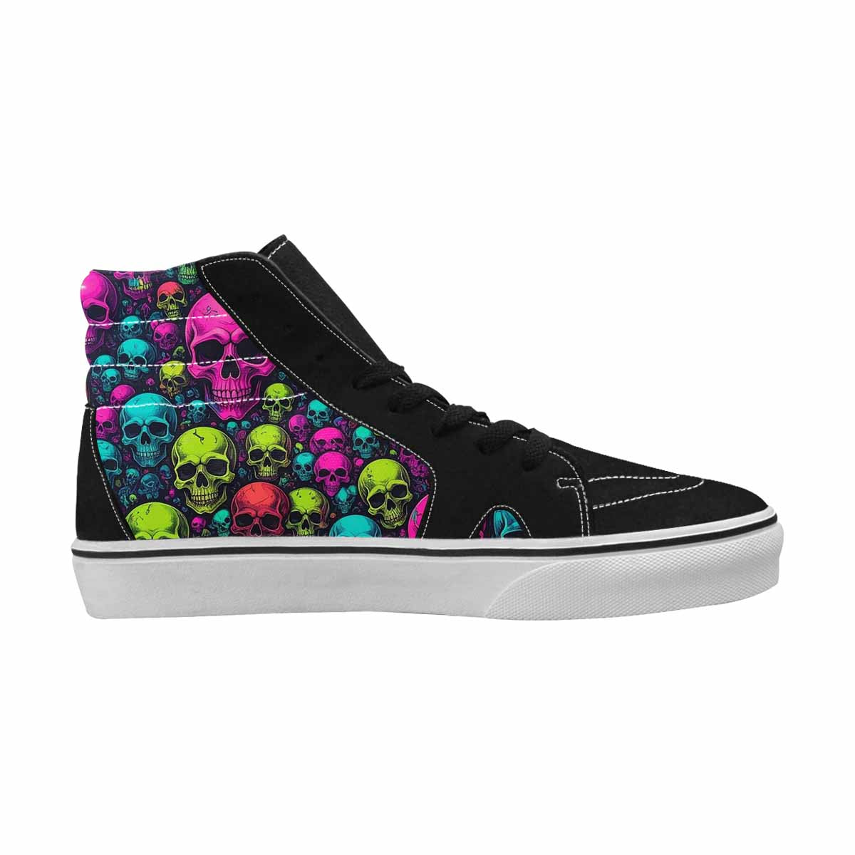 WOMEN'S Skulls - Neon High Top Canvas Vibrant Chaos Sneakers