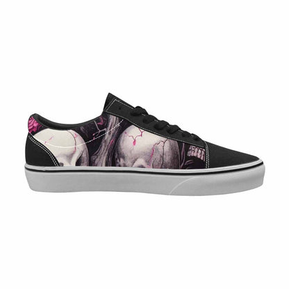 WOMEN'S Skull Roses Lace-Up Canvas Wallpaper Art Custom Sneakers