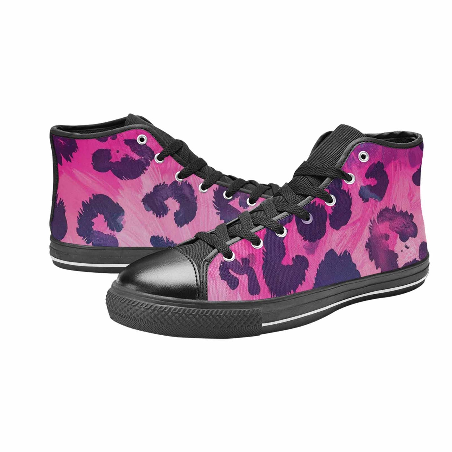 MEN'S Leopard Neon Pink Teal Airbrush High Top Canvas Y2K Shoes