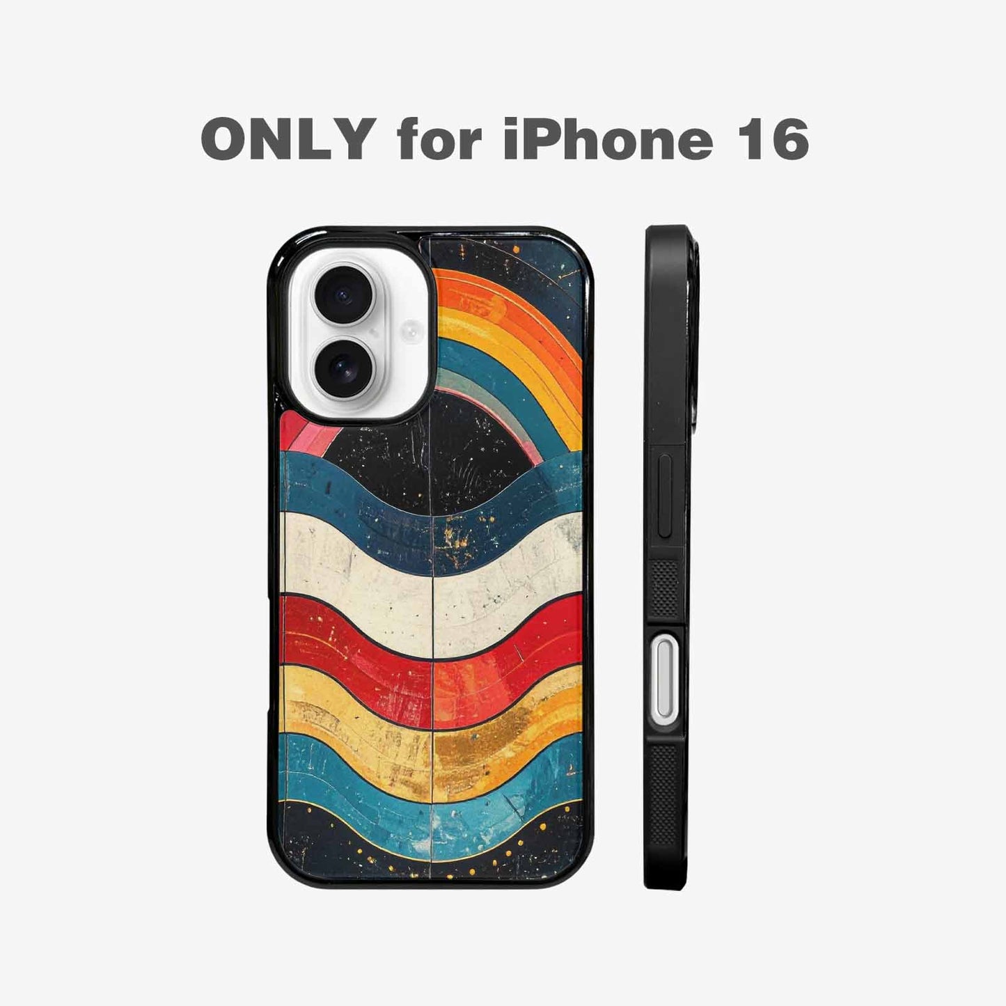 iPhone 16 Case — Retro Wave Scallop Stripe Small Wavy, Custom Designed Case Cover