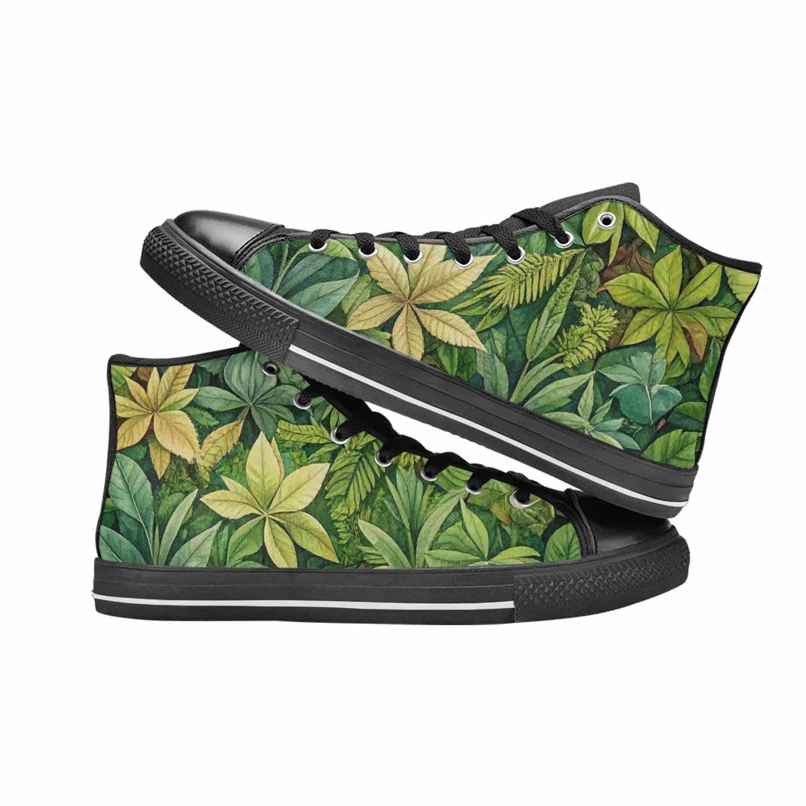 MEN'S Seven-Point Palmate Leaf High Top Canvas Vibrant Chaos Shoes