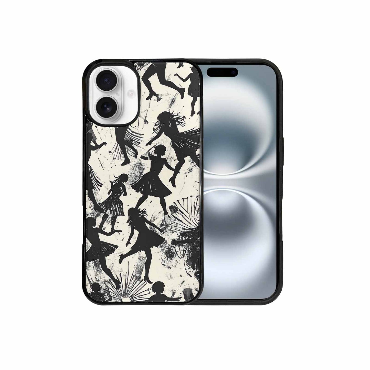 iPhone 16 Plus Case — Bold Dancing Figure Line Art Pattern, Original Design Phone Case