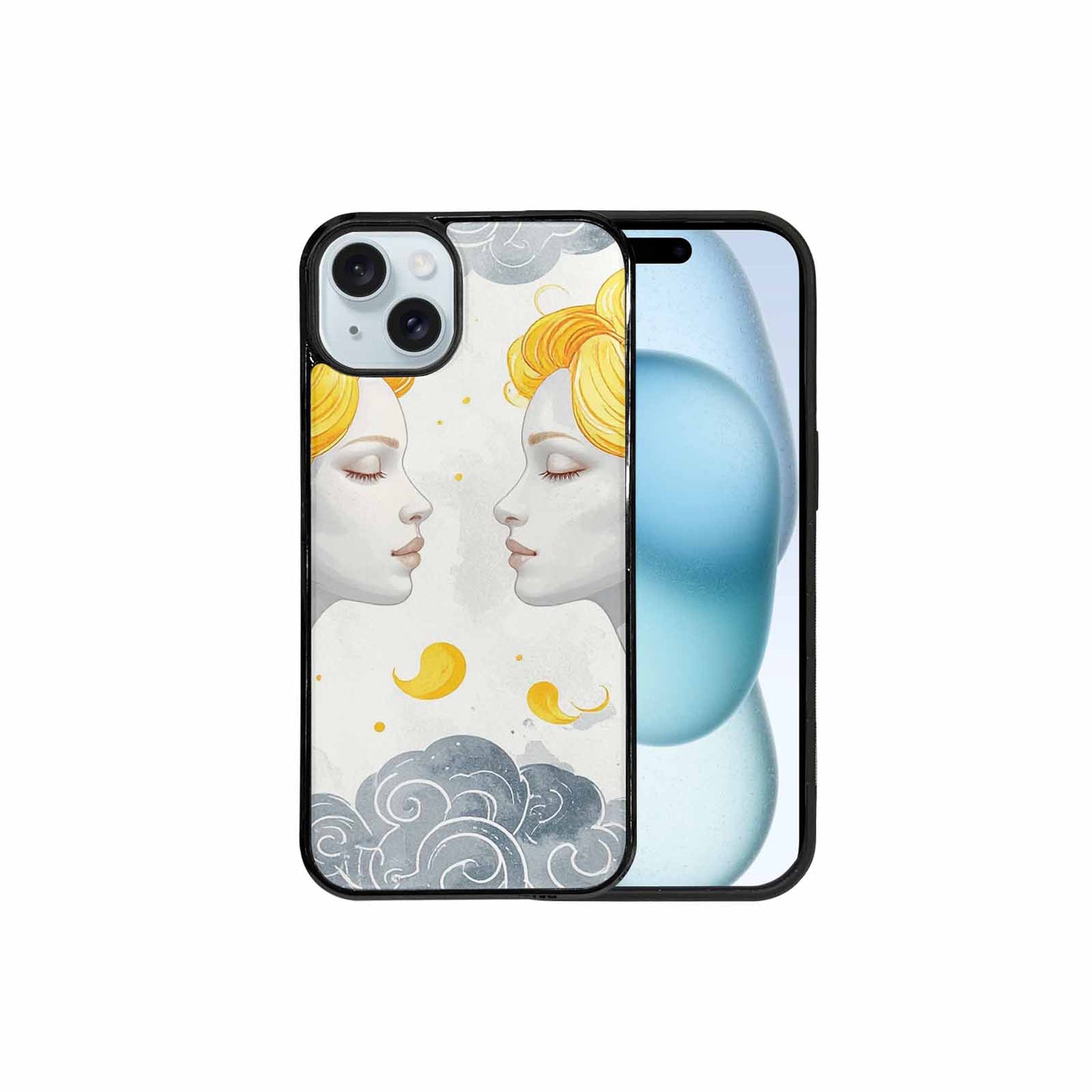 iPhone 15 Plus Case — Gemini Twins Zodiac Pattern Seamless Repeat, Custom Made Phone Cover