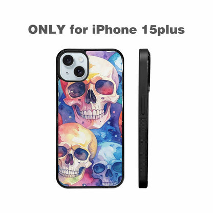 iPhone 15 Plus Case — Kulls Watercolor Skulls Small Skull Pattern, Personalized Phone Case