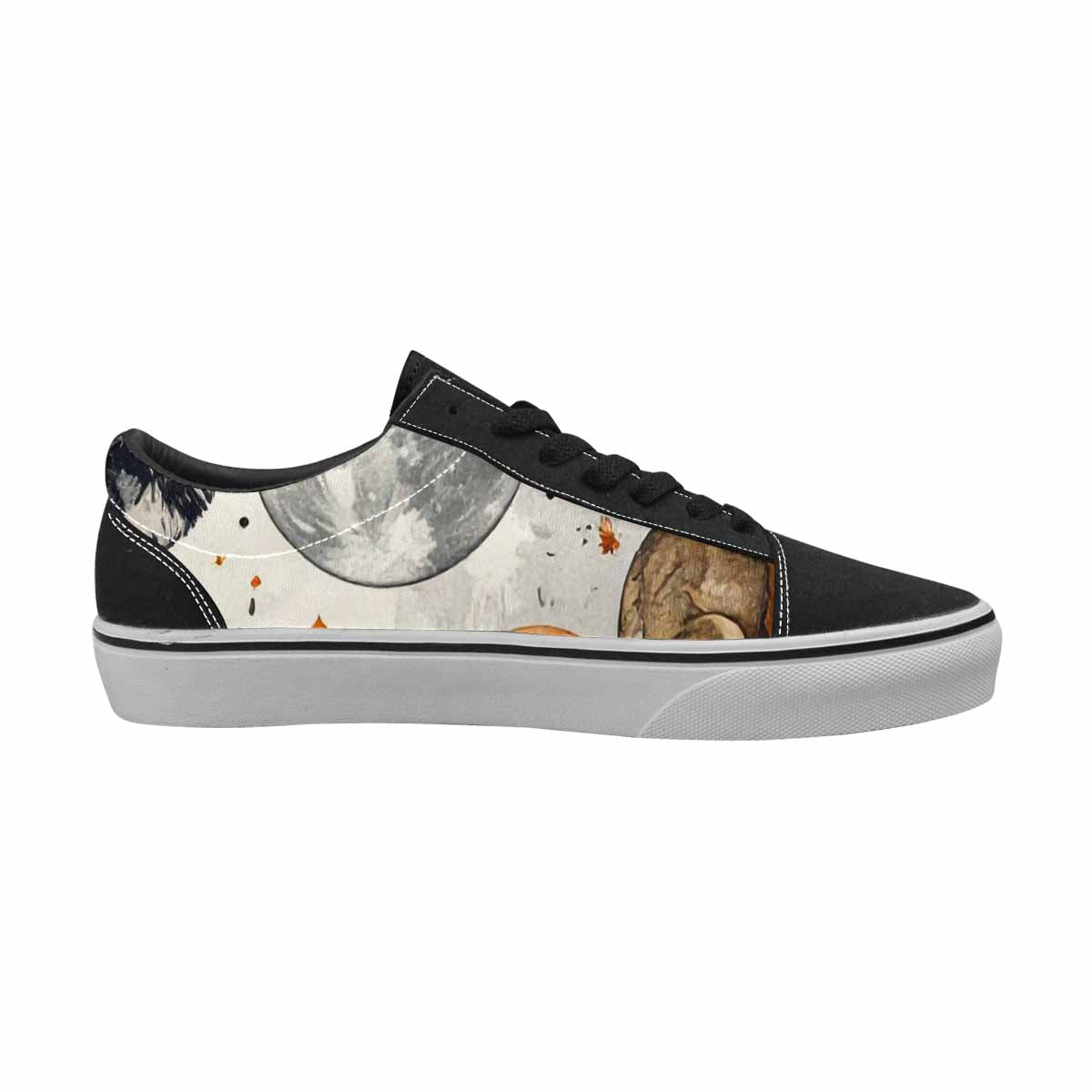 WOMEN'S Wolf Silhouette Moon Canvas Lace-Up Dreamcore Custom Sneakers
