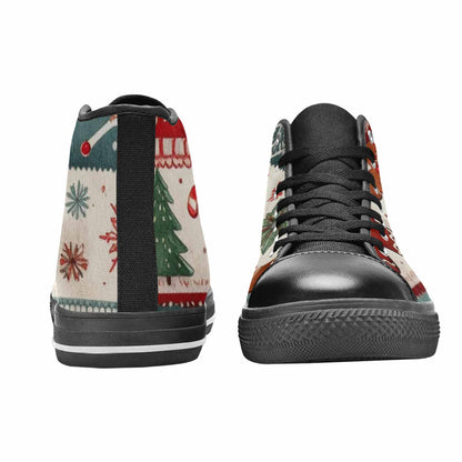 MEN'S Christmas Holly Snowflake High Top Canvas Aesthetic Sneakers