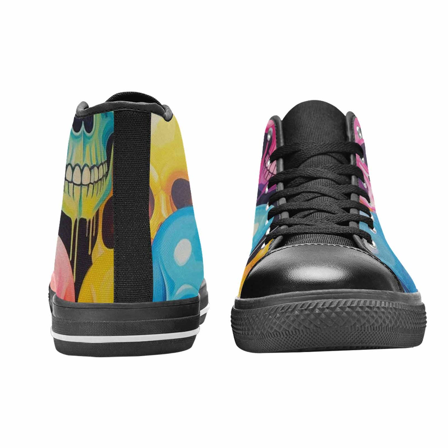 WOMEN'S Dripping Candy Skulls High Top Canvas Vivid Custom Shoes