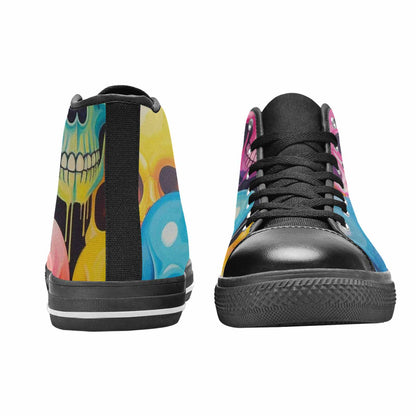 WOMEN'S Dripping Candy Skulls High Top Canvas Vivid Custom Shoes