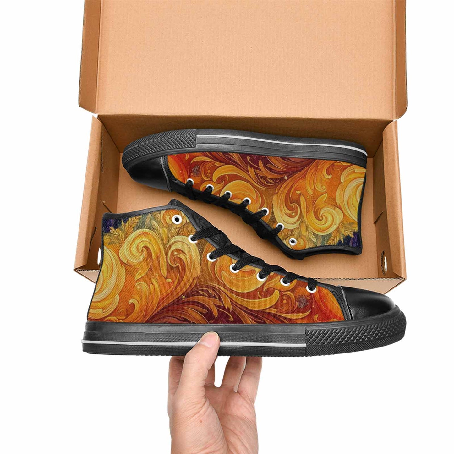 MEN'S Van Gogh-Style Swirl High Top Canvas Surreal Sneakers