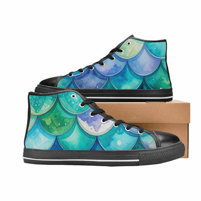 WOMEN'S Mermaid Scale High Top Canvas Y2K Custom Shoes