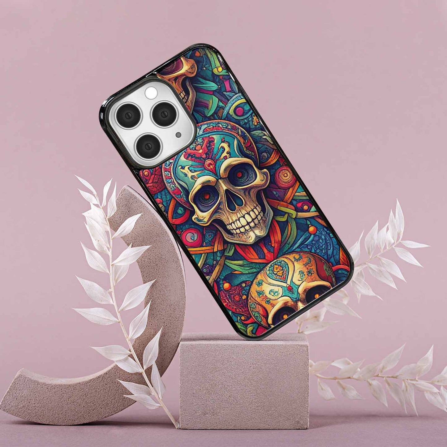 iPhone 15 Pro Max Case — Sacred Geometry Lots Of Skulls Seamless, Custom Printed Phone Case