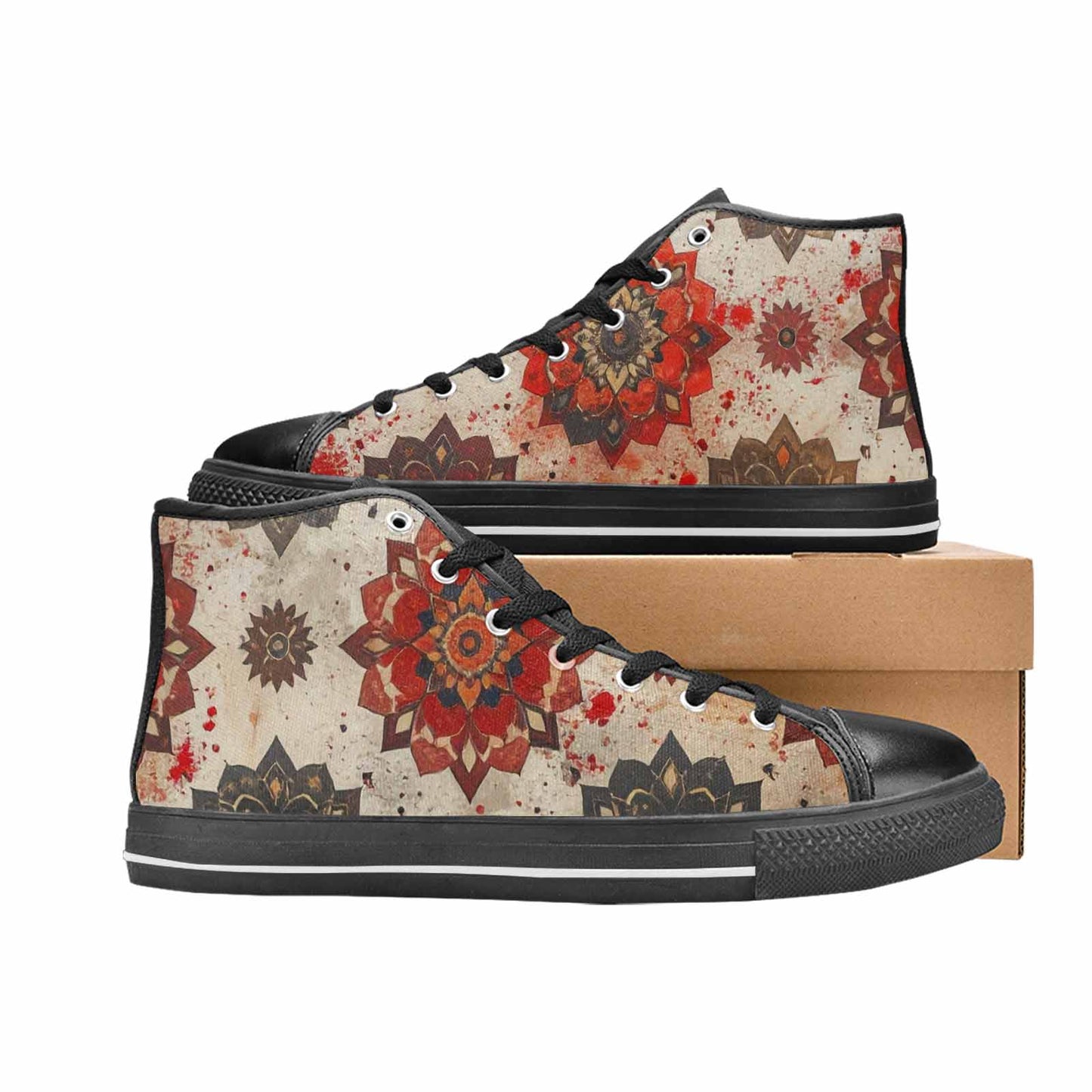 WOMEN'S Mandala High Top Canvas Vivid Custom Sneakers