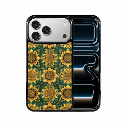 iPhone 17 Pro Max Case — Sunflower Mandala Kaleidoscope Floral, Custom Printed Phone Case