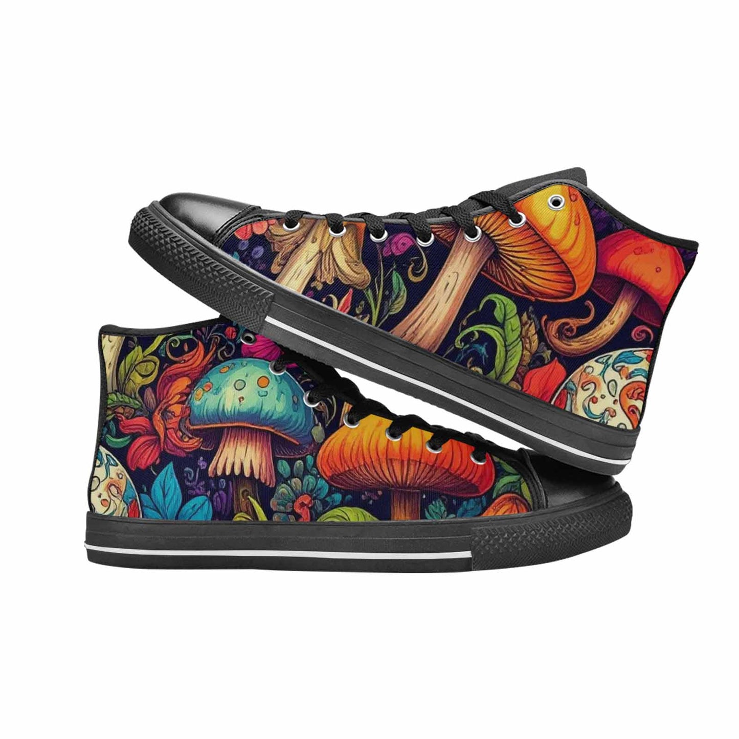 WOMEN'S Mushrooms And Skulls High Top Canvas Cottagecore Custom Shoes