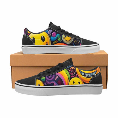 WOMEN'S Yellow Smiley Face Canvas Lace-Up Wallpaper Art Sneakers