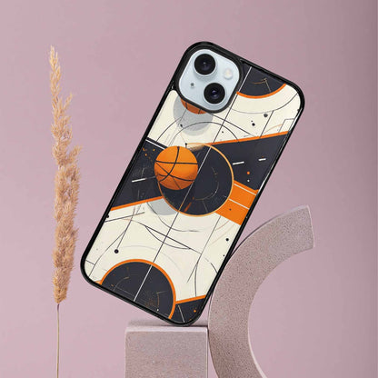 iPhone 15 Plus Case — Basketball Pattern Court Lines And Balls, Custom Printed Phone Case
