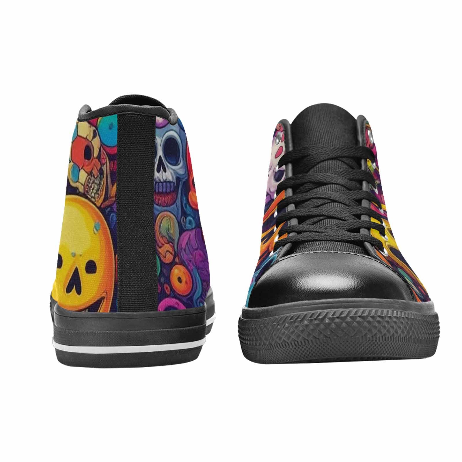 WOMEN'S Skeleton People Face High Top Canvas Y2K Custom Sneakers