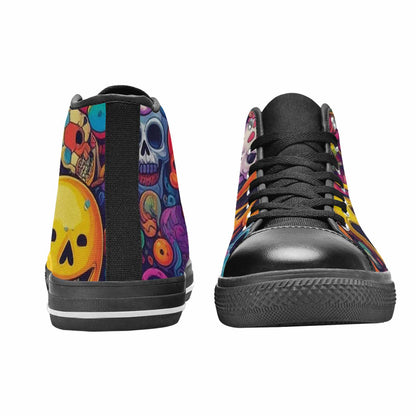 WOMEN'S Skeleton People Face High Top Canvas Y2K Custom Sneakers