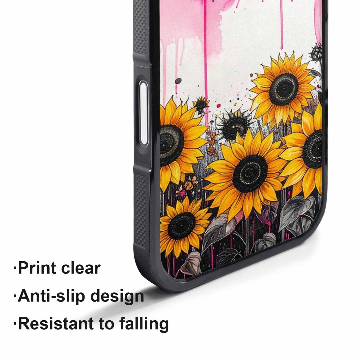 iPhone 17 Air Case — Sunflower Burst Black Pink Ink Floral, Custom Made Phone Cover