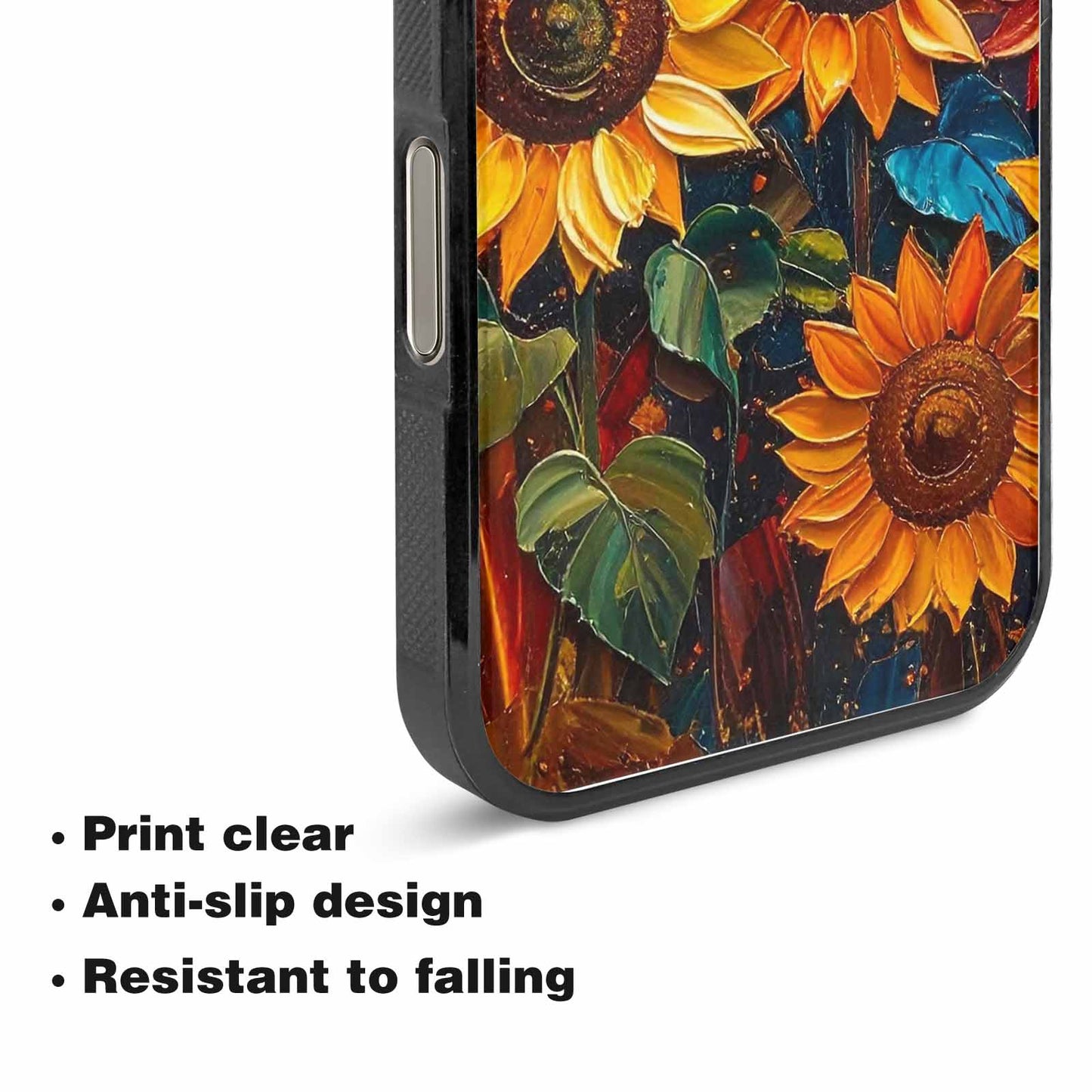 iPhone 15 Pro Max Case — Impressionist Sunflower Brushstroke Pattern Hundreds Of, Custom Art Phone Cover