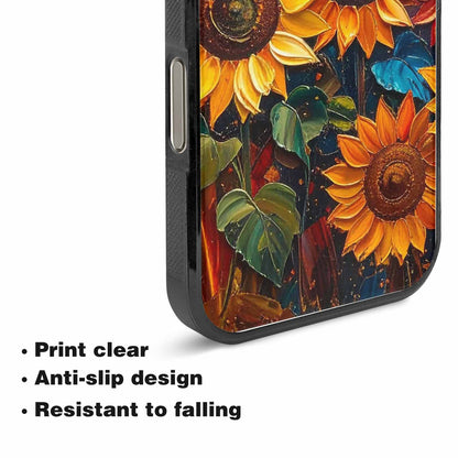 iPhone 15 Pro Max Case — Impressionist Sunflower Brushstroke Pattern Hundreds Of, Custom Art Phone Cover