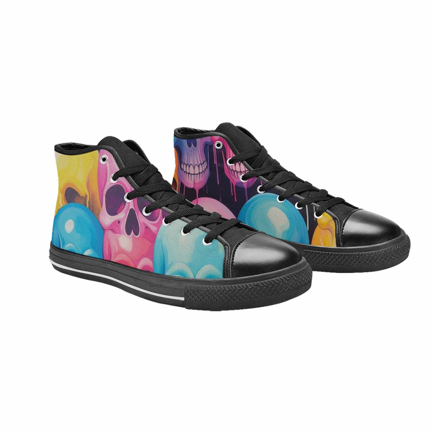 WOMEN'S Dripping Candy Skulls High Top Canvas Vivid Custom Shoes