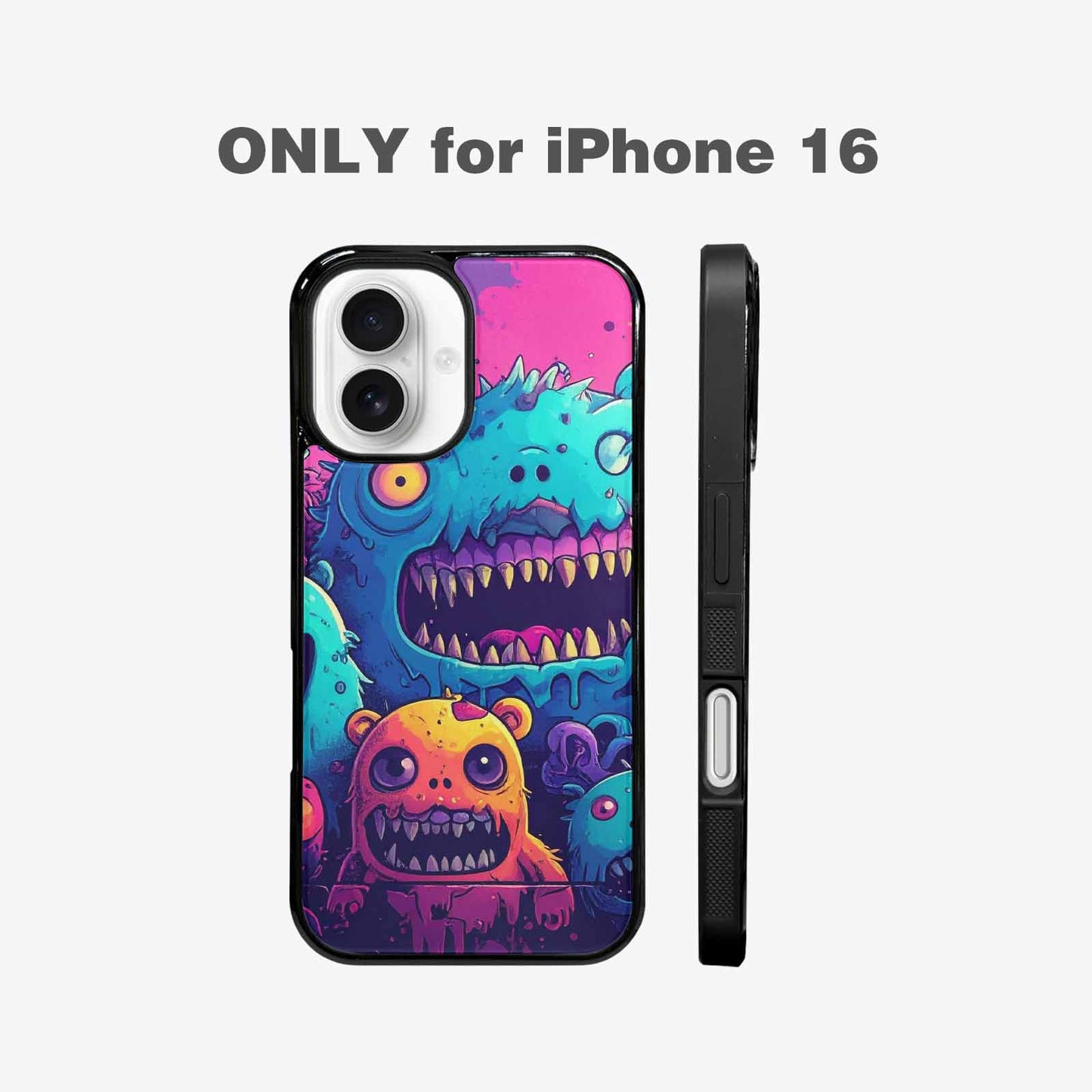 iPhone 16 Case — Overlapping Endlessly No Empty Space Monsters, Custom Made Phone Cover