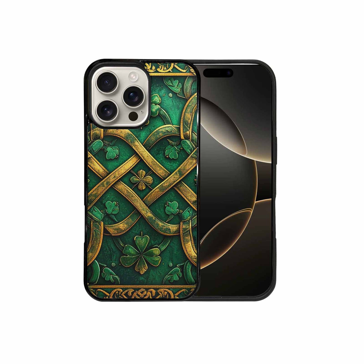 iPhone 16 Pro Max Case — Irish Celtic Knot Pattern Shamrocks Seamless, Custom Art Phone Cover
