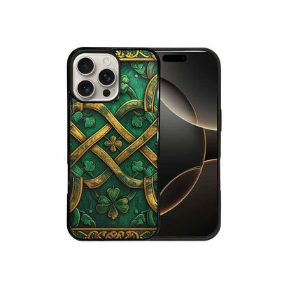 iPhone 16 Pro Max Case — Irish Celtic Knot Pattern Shamrocks Seamless, Custom Art Phone Cover
