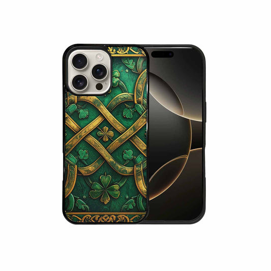 iPhone 16 Pro Max Case — Irish Celtic Knot Pattern Shamrocks Seamless, Custom Art Phone Cover