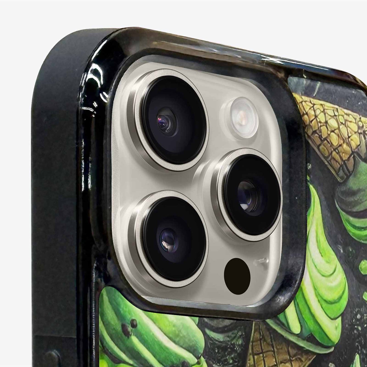 iPhone 15 Pro Max Case — Ice Cream Motif Black Green Ink, Custom Made Phone Cover