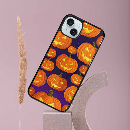 iPhone 15 Plus Case — Halloween Jackolantern Purple Sky Custom, Personalized Phone Case