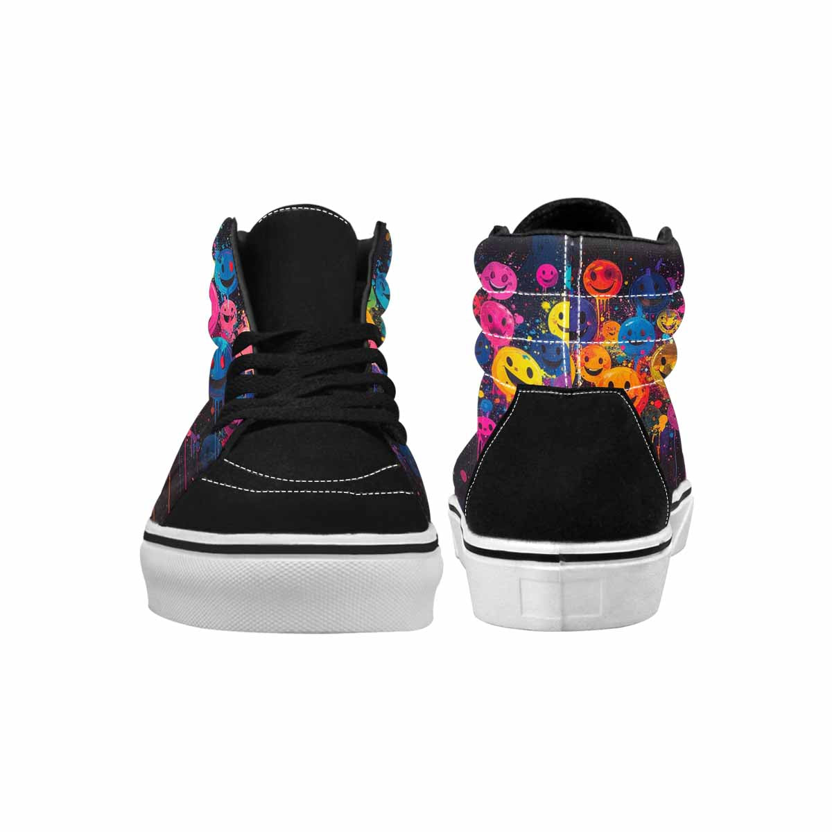 MEN'S Smiley Faces  Glow High Top Canvas Grunge Shoes