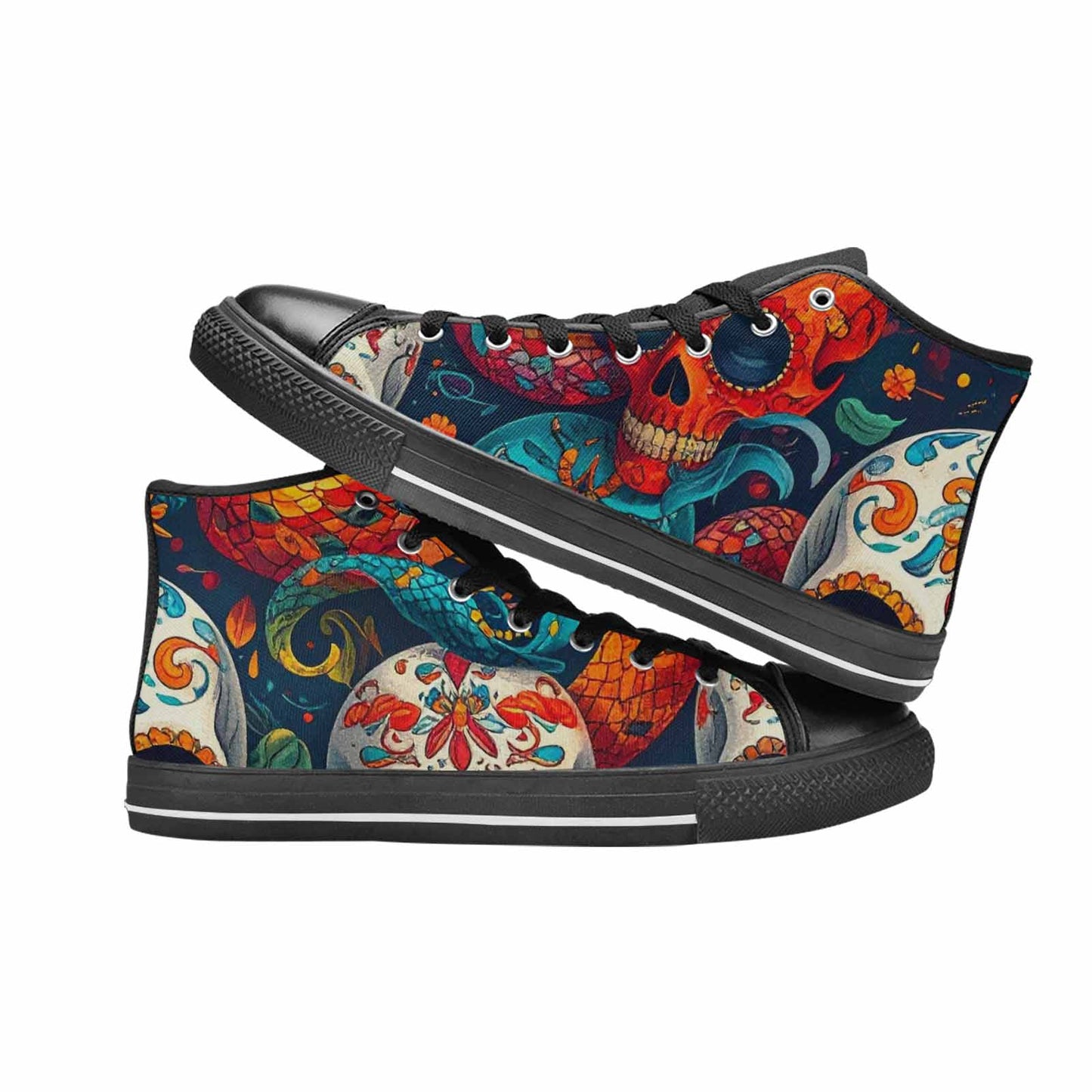 MEN'S Snake Skulls Print Alt High Top Canvas Surreal Custom Shoes