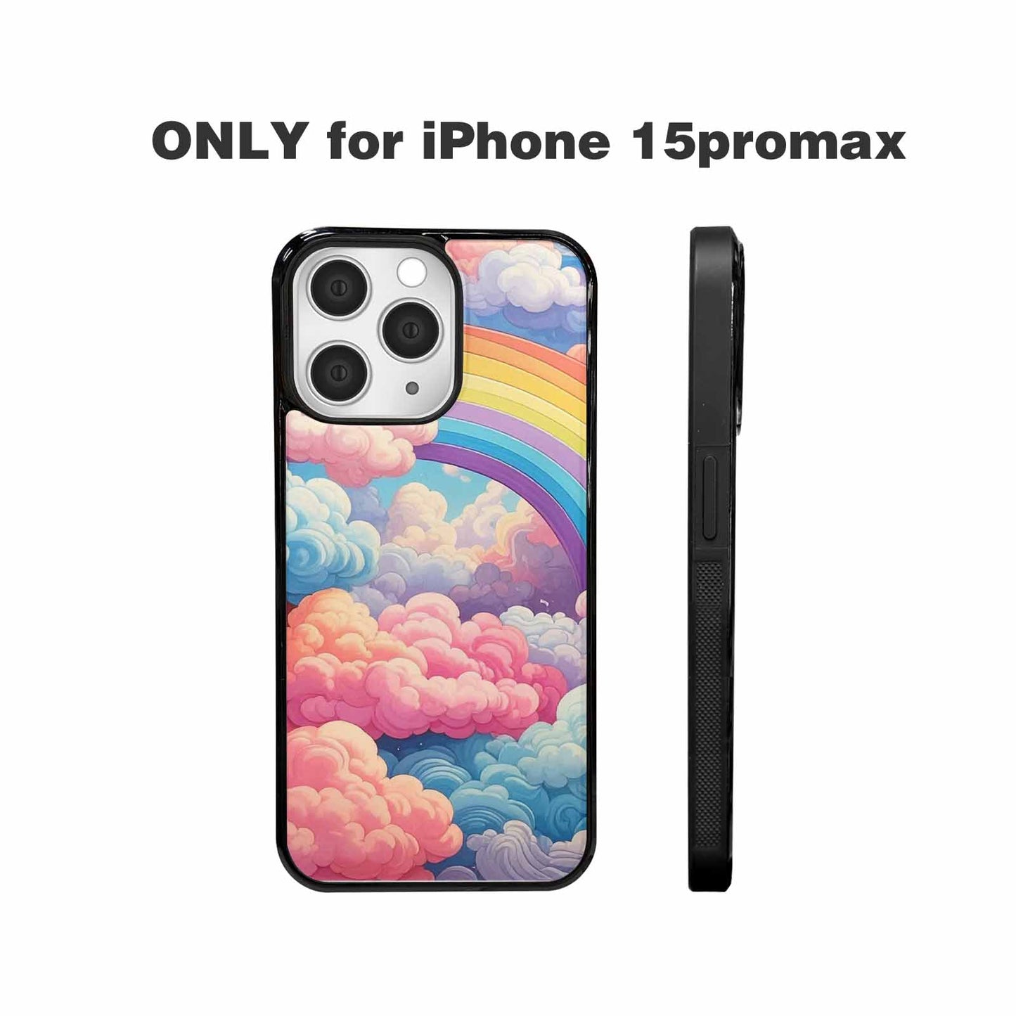 iPhone 15 Pro Max Case — Cloud And Rainbow Burst Pattern Hundreds, Custom Print Case Cover