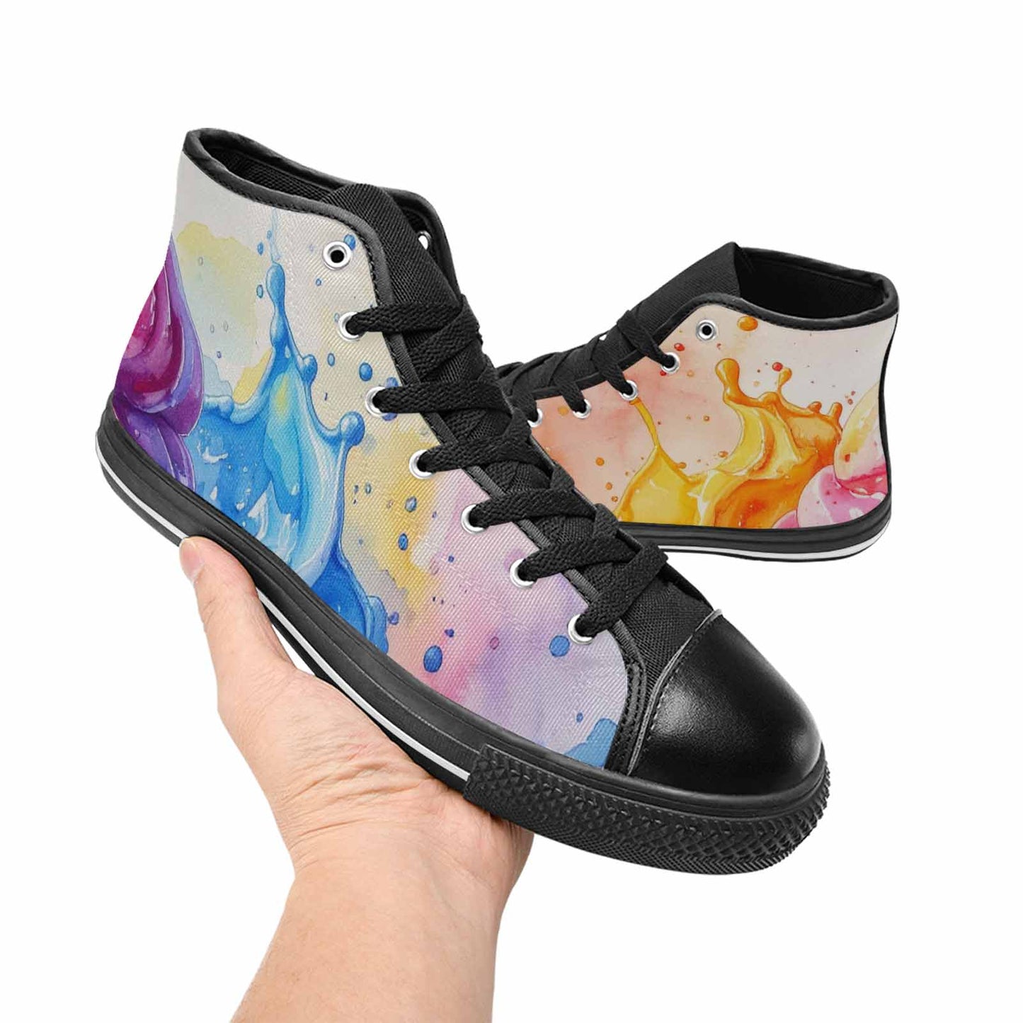 MEN'S Melting Icecream Collage High Top Canvas Cottagecore Shoes