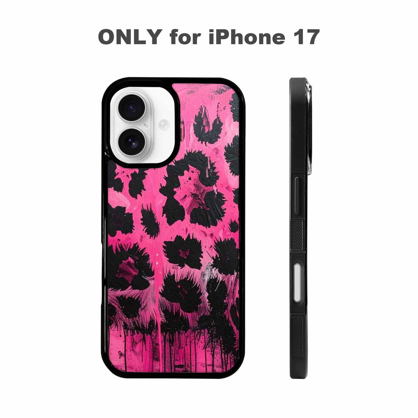 iPhone 17 Case — Black &amp; Pink Ink Animal Print, Custom Print Case Cover